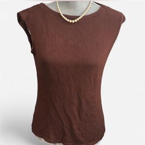 Brown Sleeveless Knit Top